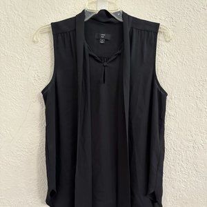 J. Crew black sleeveless tie neck blouse